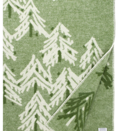 Koc wełniany KUUSI Wool Blanket 130x200 Zielono-Biały