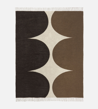 Koc wełniany dwustronny 130x170 HARKA Blanket Brown-Charcoal-Linen