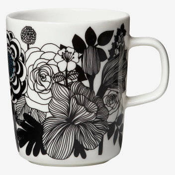 Kubek z porcelany z uchem 250 ml SIIRTOLAPUUTARHA Mug Black-White-Turquoise