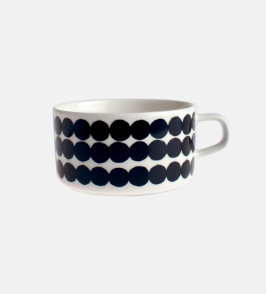 Filiżanka z porcelany z uchem 250 ml SIIRTOLAPUUTARHA Tea Cup Black-White