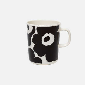 Kubek z porcelany z uchem 250 ml UNIKKO Mug Black-White