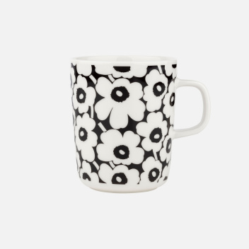 Kubek z porcelany z uchem 250 ml PIKKUINEN UNIKKO Mug Black-White