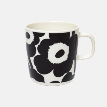 Kubek z porcelany z uchem 400 ml UNIKKO Mug Black-White