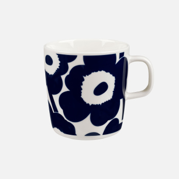 Kubek z porcelany z uchem 400 ml UNIKKO Mug Dark Blue-White