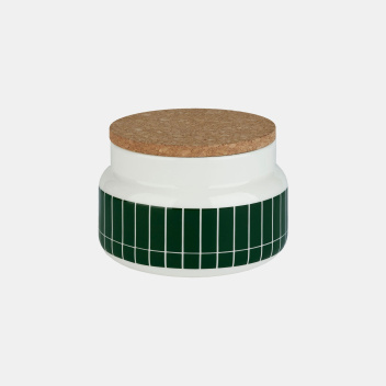 Pojemnik z korkiem z porcelany do przechowywania 0,7L TIILISKIVI Jar Dark Green-White