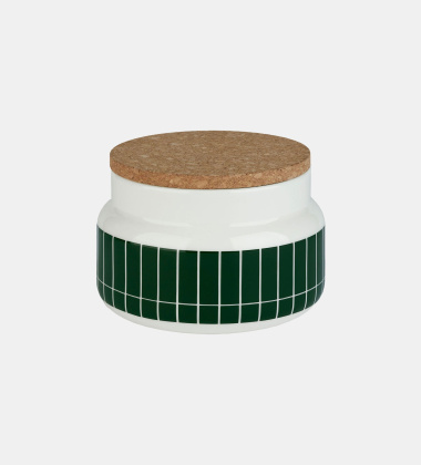 Pojemnik z korkiem z porcelany do przechowywania 0,7L TIILISKIVI Jar Dark Green-White