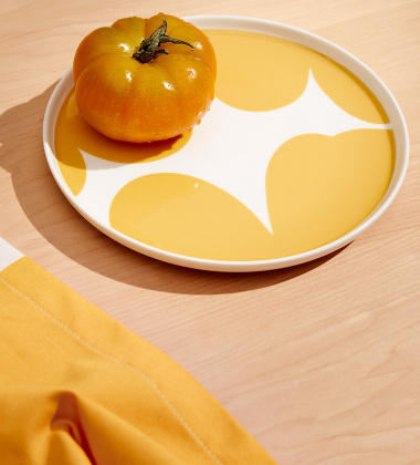 Talerz z porcelany 20 cm ISO UNIKKO Side Plate White-Spring Yellow