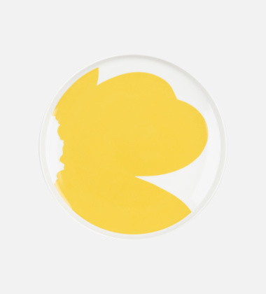 Talerz z porcelany 25 cm ISO UNIKKO Plate White-Spring Yellow