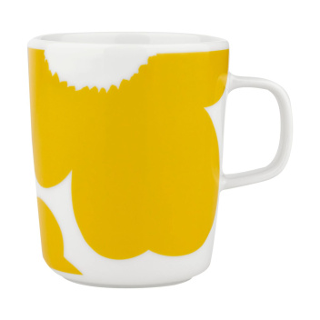 Kubek z porcelany z uchem 250 ml ISO UNIKKO Mug White-Spring Yellow