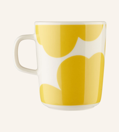 Kubek z porcelany z uchem 250 ml ISO UNIKKO Mug White-Spring Yellow