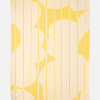 Koc wełniany 140x180 VESI UNIKKO Blanket Ecru-Spring Yellow