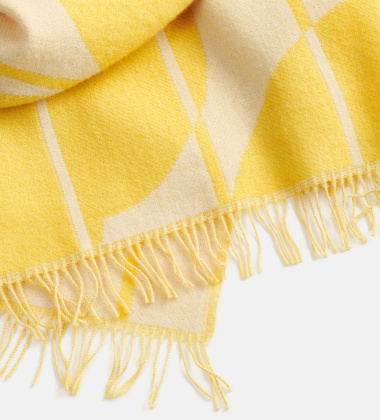 Koc wełniany 140x180 VESI UNIKKO Blanket Ecru-Spring Yellow