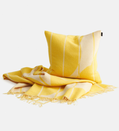 Poszewka wełniana 50x50 VESI UNIKKO Cushion Cover Ecru-Spring Yellow