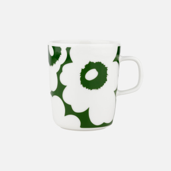 Kubek z porcelany z uchem 250 ml UNIKKO Mug Dark Green-White