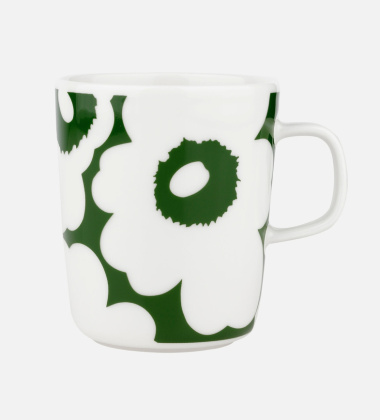 Kubek z porcelany z uchem 250 ml UNIKKO Mug Dark Green-White