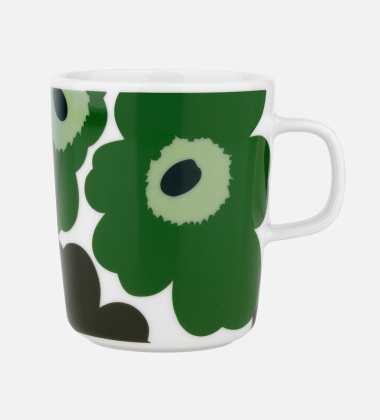 Kubek z porcelany z uchem 250 ml UNIKKO Mug Dark Green-Green-White