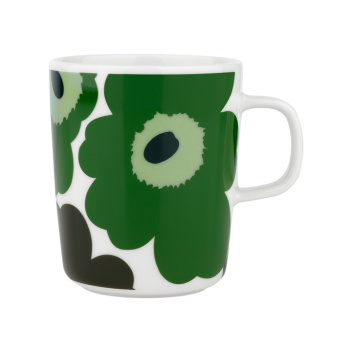 Kubek z porcelany z uchem 250 ml UNIKKO Mug Dark Green-Green-White