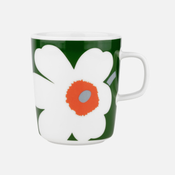 Kubek z porcelany z uchem 250 ml UNIKKO 60th Anniversary Mug Green-Orange-White