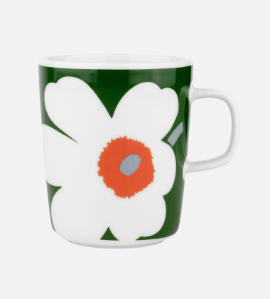 Kubek z porcelany z uchem 250 ml UNIKKO 60th Anniversary Mug Green-Orange-White