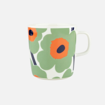 Kubek z porcelany z uchem 400 ml UNIKKO Mug Dark Blue-Orange-Sage-White