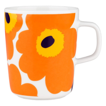 Kubek z porcelany z uchem 250 ml UNIKKO 60th Anniversary Mug Orange-White-Yellow