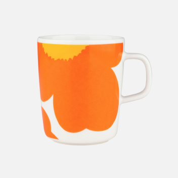 Kubek z porcelany z uchem 250 ml ISO UNIKKO 60th Anniversary Mug Orange-White