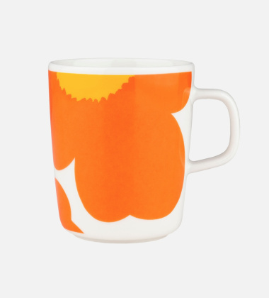 Kubek z porcelany z uchem 250 ml ISO UNIKKO 60th Anniversary Mug Orange-White