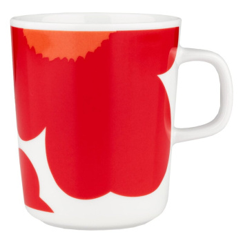 Kubek z porcelany z uchem 250 ml ISO UNIKKO 60th Anniversary Mug Red-White