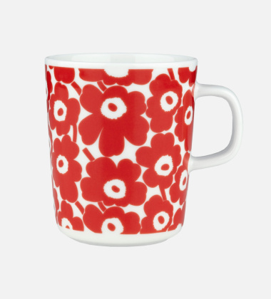 Kubek z porcelany z uchem 250 ml PIKKUINEN UNIKKO 60th Anniversary Mug Red-White