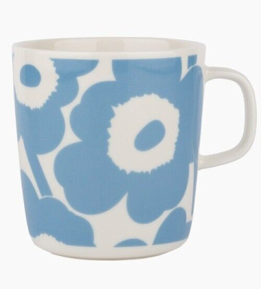 Kubek z porcelany 400 ml UNIKKO Oiva Mug White-Sky Blue