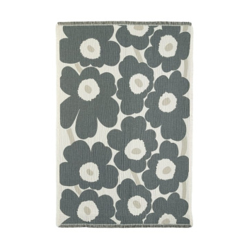 Koc bawełniany dwustronny 150x220 UNIKKO Cotton Blanket Off White-Charcoal-Sand