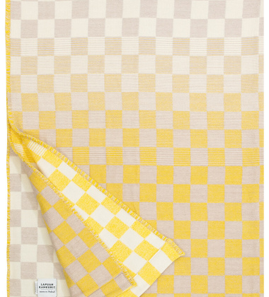 Koc wełniano-bawełniany SHAKKI 130x180 Beige-Yellow-White