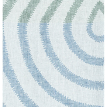 Obrus-Narzuta lniana 145x200 METSALAMPI Tablecloth - White-Green-Rainy Blue