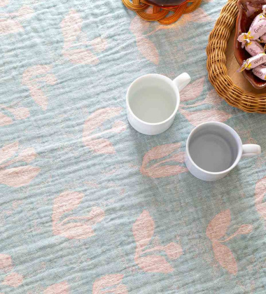 Obrus lub Narzuta 145x180 KESAKUKKA Tablecloth Turquoise-Rose