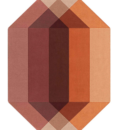 Dywan wełniany 170x220 DIAMOND Hand Tufted Rug Wool Orange-Wine