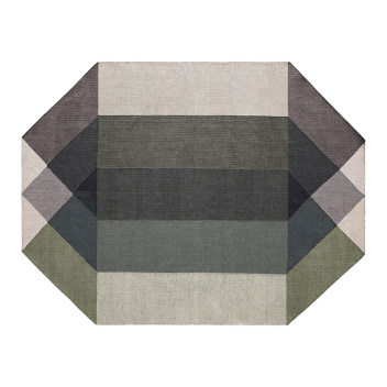 Kilim z recyclingu 170x220 DIAMOND Outdoor Kilim Green-Gray