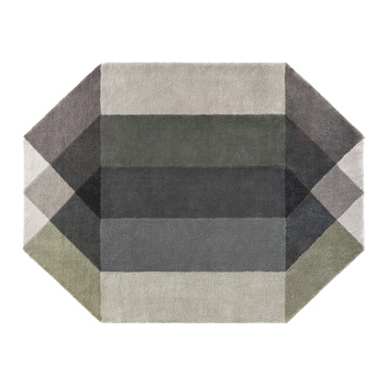 Dywan wełniany 170x220 DIAMOND Hand Tufted Rug Wool Green-Gray