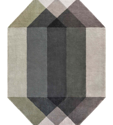 Dywan wełniany 170x220 DIAMOND Hand Tufted Rug Wool Green-Gray