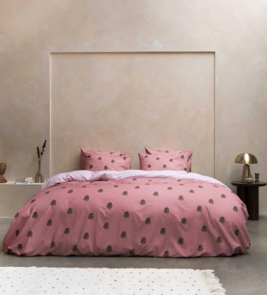 Pościel bawełniana w szyszki 200x200 PINECONES Duvet Cover Dusty Pink