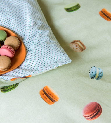 Pościel bawełniana w makaroniki 140x200 MACARONS Duvet Cover Green