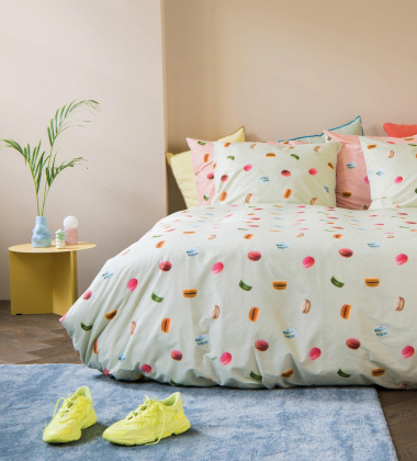 Pościel bawełniana w makaroniki 200x200 MACARONS Duvet Cover Green