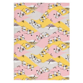 Ścierka kuchenna bawełniana 50x70 MOOMIN FAMILY TIME 80TH Anniversary Kitchen Towel  Pink-Yellow