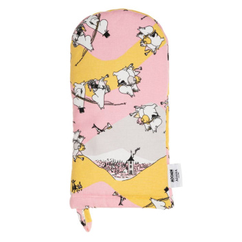 Rękawica kuchenna 15x34 MOOMIN FAMILY TIME 80TH Anniversary Oven Mitten Pink-Yellow